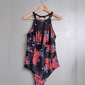 One Piece Swim Suit With Sheer Mesh Panels  Size 18W